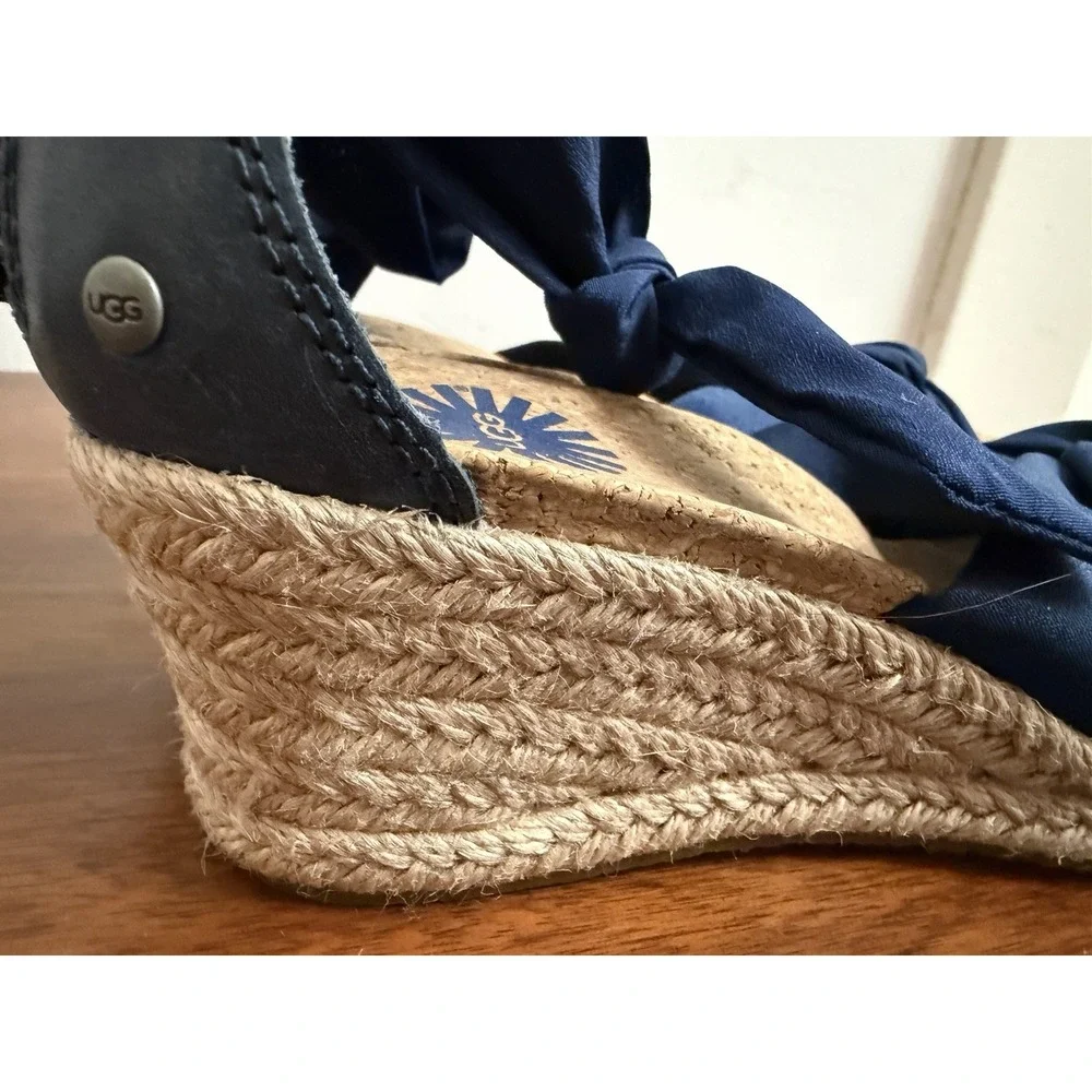 UGG Women's Navy Traci Ankle Straps Espadrilles Sandals Vacation 5.5 NWOB $110